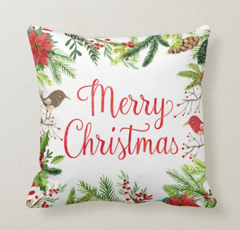 Christmas Pillow Cover|Merry Xmas Decor|Decorative Winter Pillow Case|Xmas Floral Throw Pillow Case|Xmas Socks Gift Ideas|Poinsettia Pillow
