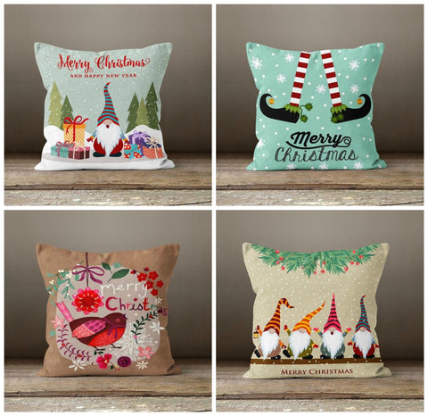 Christmas Pillow Covers|Dwarf Santa Claus Xmas Decor|Winter Decorative Pillow Case|Xmas Throw Pillow Top|Xmas Gift Ideas|Gnome Pillow Cover