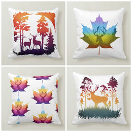 Winter Trend Pillow Covers|Deer Cushion Case|Leaf Throw Pillow Top|Home Gift Ideas|Leaves Pillow Cover|Housewarming Gift|Deer Throw Pillow