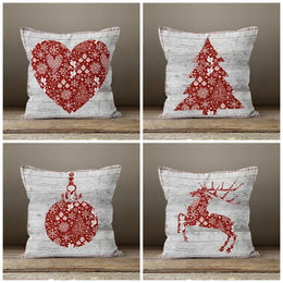 Christmas Pillow Covers|Red Xmas Decor|Winter Pillow Case|Xmas Gift İdeas|Outdoor Pillow Cover|Housewarming Gift|Xmas Deer Tree Decor