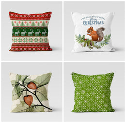 Winter Pillow Covers|Xmas Squirrel Decor|Winter Trend Pillow Case|Xmas Gift Ideas|Housewarming Snowflake Pillow|Xmas Deer Throw Pillow