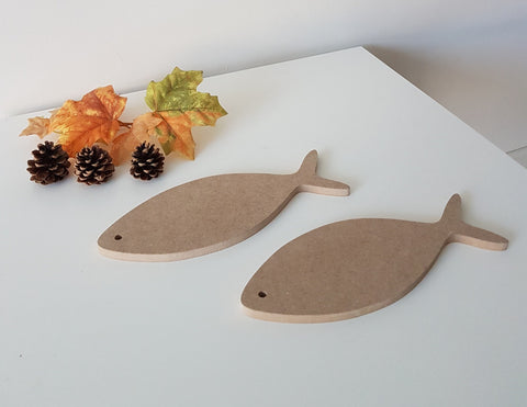 Set of 2 Unfinished Wooden Fishes|Wooden Design |Ready to Paint, Varnish, Decoupage|Custom Unfinished Wood DIY Supply|Plain Wooden Fish Gift