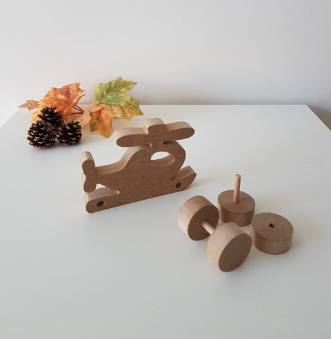 Set of 2 Wooden Toy Car and Helicopter|Toddler Toy|Baby Shower Gift|Birthday Gift|Ready to Paint and Varnish|Unfinished Wood DIY Supply