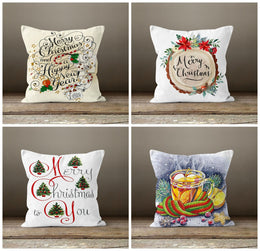 Christmas Pillow Cover|Merry Xmas Decor|Winter Pillow Case|Xmas Gift Ideas|Outdoor Pillow Cover|Housewarming Gift|Christmas Flower Decor