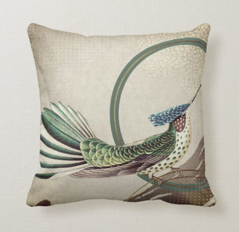 Abstract Pillow Covers|Decorative Throw Pillow Case|Hoopoe Bird Living Room Pillow|Housewarming Beige Cushion|Authentic Outdoor Pillow Top