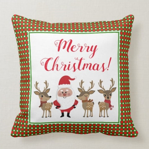 Christmas Pillow Covers|Xmas Cartoon Deer Decor|Winter Decorative Pillow Case|Xmas Throw Pillow|Xmas Gift Ideas|Xmas Cure Deer Pillow Cover