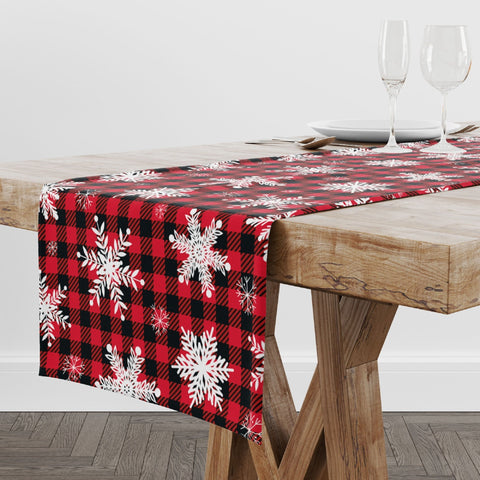 Christmas Table Runners|Xmas Flower Table Runner|Winter Trend Home Decor|Poinsettia Table Decor|Xmas Snowflake Decor|Plaid Runner Tablecloth