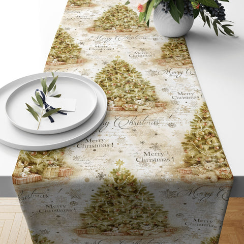 Christmas Table Runners|Winter Trend Table Runner|Xmas Berry Home Decor|Decorated Xmas Tree Table Decor|Xmas Icons Runner Tablecloth