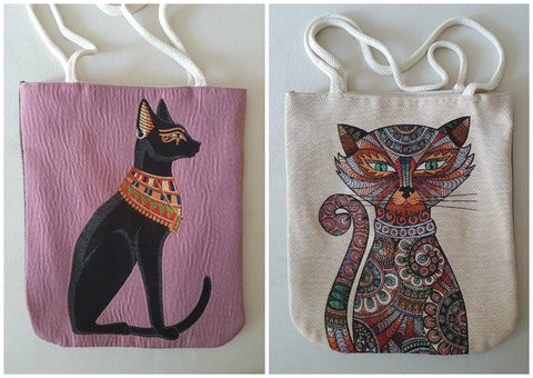 Cute Cats Tapestry Shoulder Bag|Fabric Handmade Bag|Woven Shoulder Bag|Aztec Print Tote Bag|Carpet Bag|Gobelin Fabric Bag|Southwest Tapestry