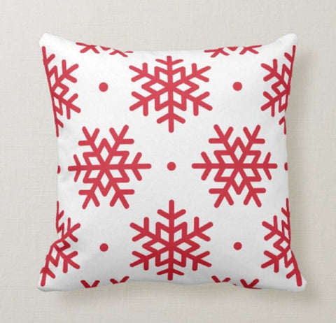 Christmas Pillow Covers|Xmas Snowflake Throw Pillow|Decorative Winter Pillow Case|Red Xmas Home Decor|Xmas Gift Ideas|Winter Trend Pillow