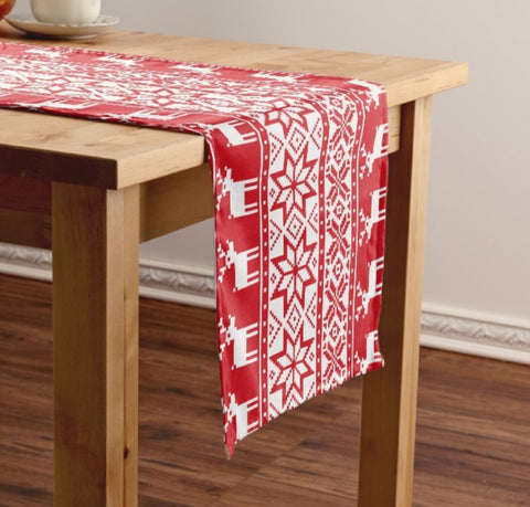 Christmas Table Runners|Winter Trend Table Runner|Red Blue Home Decor|Farmhouse Kitchen Decor|Xmas Reindeer Decor|Xmas Joy Decor Tablecloths