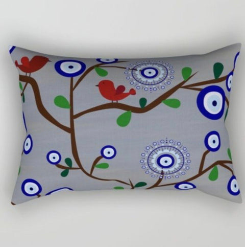 Evil Eye Pillow Cover|Greek Turkish Blue Evil Eye Cushion Case|Good Luck Home Decor|Protection Amulet Throw Pillow|Nazar Boncuk Boho Bedding