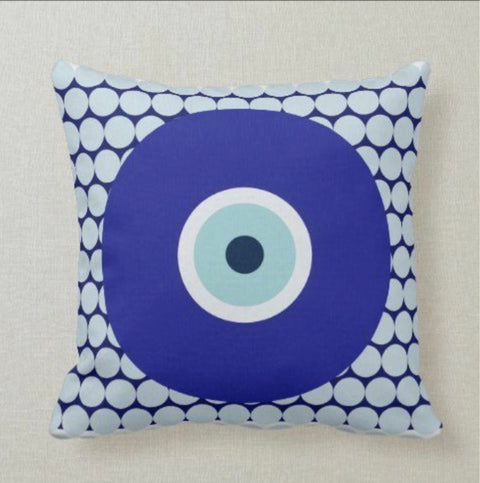 Evil Eye Pillow Cover|Turkish Greek Blue Evil Eye Cushion Case|Good Luck Home Decor|Protection Amulet Throw Pillow |Nazar Bead Boho Bedding
