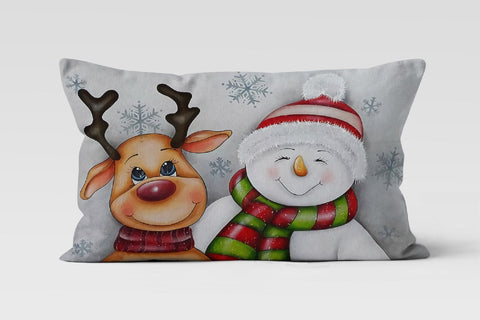 Christmas Pillow Covers|Winter Trend Decor|Cartoon Snowman Pillow Case|Cute Deer Pillow Cover|Housewarming Gift|Decoratrive Rectangle Pillow