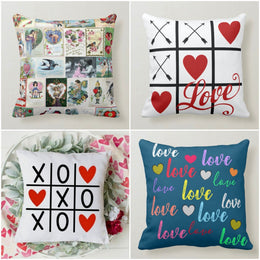Love Throw Pillow Covers|Valentine's Day Cushion Case|Romantic Gift for Girlfriend|Colorful Love Print Valentine Day Decor|XOXO Pillow Sham