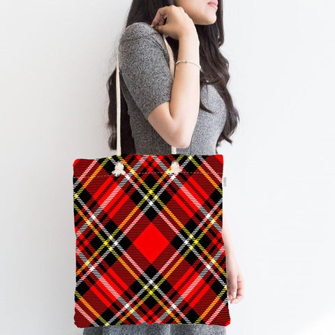 Plaid Fabric Bag|Red Plaid Shoulder Bag|Winter Trend Tote Bag|Fabric Messenger Bag|Shopping Bag for Women|Buffalo Plaid Picnic Bag|Beach Bag