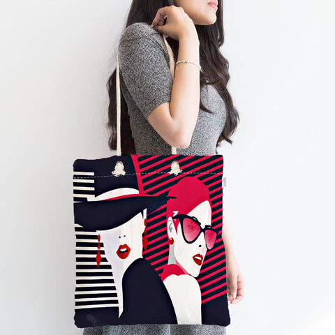 Fashion Woman Shoulder Bag|Icon Woman Fabric Bag|Red Hat Girl Handbag|Beach Tote Bag|Eco Friendly Stylish Bag|Boho Style Chic Woman Purse