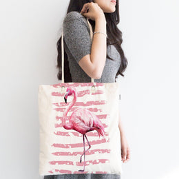Flamingo Shoulder Bag|Pink Flamingo Fabric Handbag|Cute Bird Special Design Handbag|Beach Tote Bag|Boho Style Women&#39;s Purse|Shopping Bag