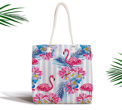 Flamingo Shoulder Bag|Pink Flamingo Fabric Handbag|Cute Bird Special Design Handbag|Beach Tote Bag|Boho Style Women&