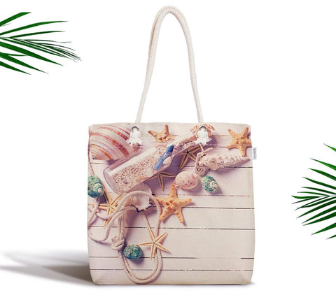 Coastal Shoulder Bags|Starfish Fabric Handbag|Colorful Seashells Handbags|Marine Beach Tote Bag|Digital Print Messenger Bag|Gift for Her