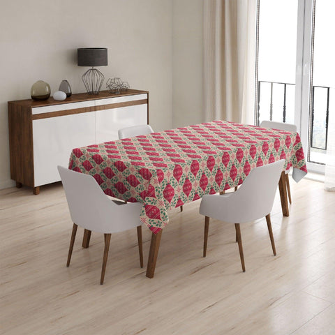 Christmas Table Cloths|Rectangle Home Decor Table Cloth|Housewarming Red Xmas Table Cover|Kitchen Table Decor|Red Rose Outdoor Table Cloth