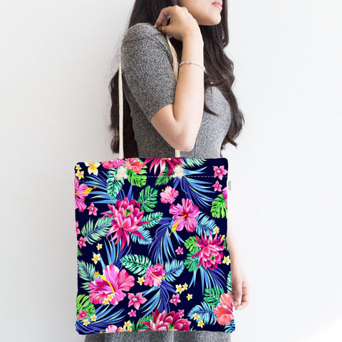 Floral Shoulder Bag|Fabric Handbag with Flowers|Colorful Floral Handbag|Rose Beach Tote Bag|Summer Trend Rosy Messenger Bag|Gift for Her