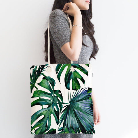 Floral Shoulder Bag|Fabric Handbag with Flowers|Green Plants Handbag|Rose Beach Tote Bag|Summer Trend Rosy Messenger Bag|Gift for Her