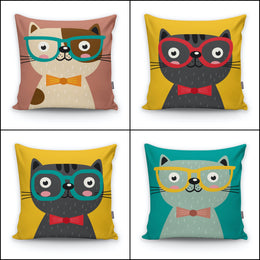 Cute Cat Kid Pillow Cover|Decorative Kid Cushion Case|Cartoon Inspired Home Decor|Housewarming Cushion Cover|Children's Throw Pillow Case