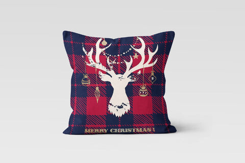 Christmas Pillow Covers|Merry Christmas Decor|Decorative Winter Pillow Case|Red Xmas Socks Throw Pillow Case|Buffalo Plaid Deer Pillow Cover