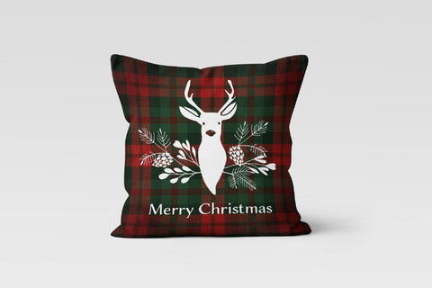 Christmas Pillow Covers|Merry Christmas Decor|Decorative Winter Pillow Case|Red Xmas Socks Throw Pillow Case|Buffalo Plaid Deer Pillow Cover