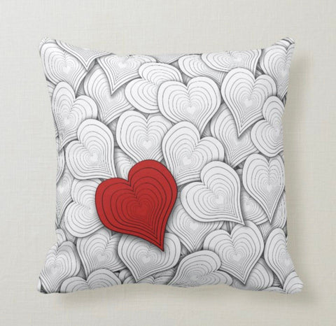Love Throw Pillow Cover|Red Pink Butterfly and Heart Flower Cushion Case|Romantic Home Decor|Bike and Umbrella Print Valentine Pillow Top