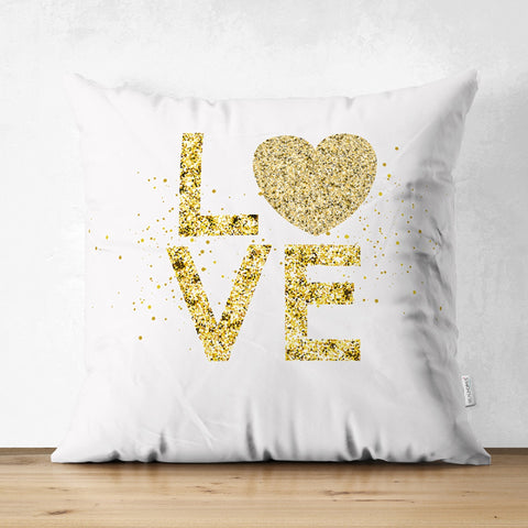 Love Throw Pillow Cover|Powder Pink and Gold Valentine&