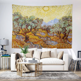 Olive Trees by Van Gogh Wall Tapestry|Van Gogh Tapestry|Landscape Wall Hanging Art|Olive Trees Tapestry|Masterpiece Fabric Wall Art