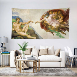 The Creation of Adam by Michelangelo Wall Tapestry|The Creation of Adam Wall Hanging Art Decor|Fabric Wall Art|Tapestry Decor|Realtor Gift