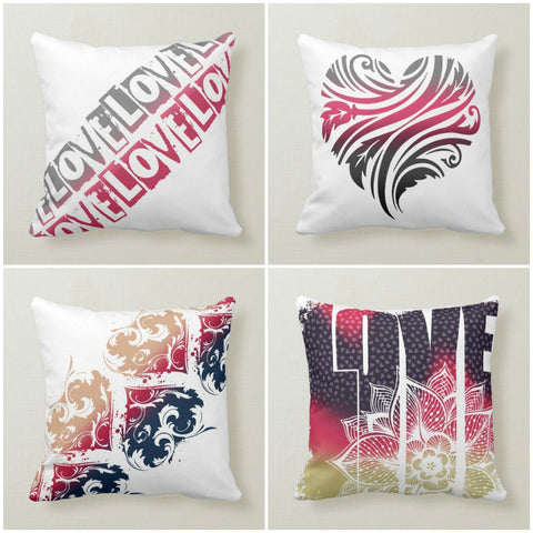 Love Throw Pillow Cover|14 February Home Decor|Romantic Heart Printed Couple Pillowcases|Red Black Design Cushion Cover|Gift for Girlfriend