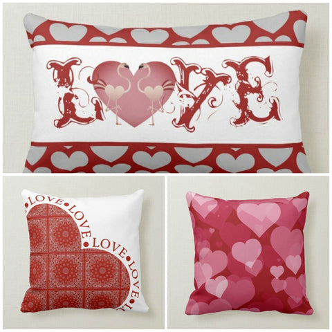 Love Throw Pillow Cover|Red White Valentine&