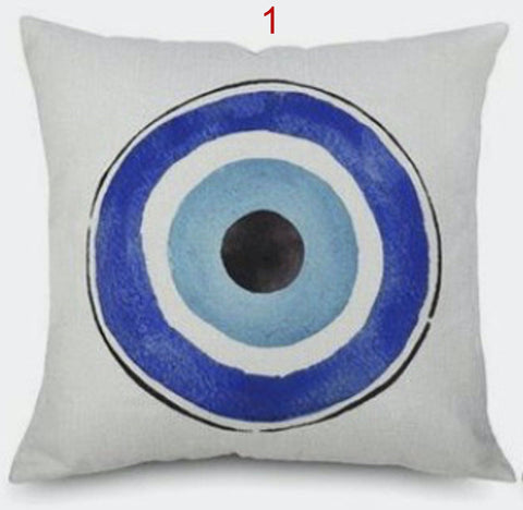 Evil Eye Pillow Cover|Blue Turkish Greek Evil Eye Cushion Case|Good Luck Home Decor|Protection Amulet Throw Pillow|Nazar Boncuk Boho Bedding