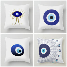 Evil Eye Pillow Cover|Turkish Greek Blue Evil Eye Cushion Case|Good Luck Home Decor|Protection Amulet Throw Pillow|Nazar Boncuk Boho Bedding