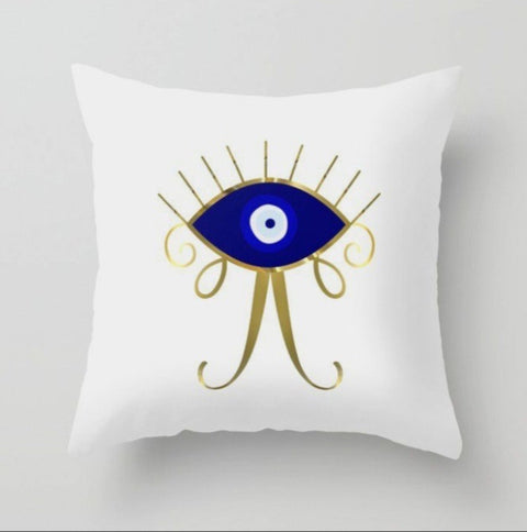 Evil Eye Pillow Cover|Turkish Greek Blue Evil Eye Cushion Case|Good Luck Home Decor|Protection Amulet Throw Pillow|Nazar Boncuk Boho Bedding