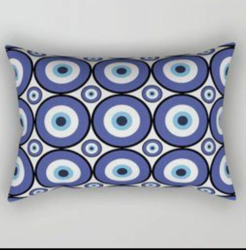 Evil Eye Pillow Cover|Turkish Greek Blue Evil Eye Cushion Case|Good Luck Home Decor|Protection Amulet Throw Pillow | Nazar Bead Boho Bedding