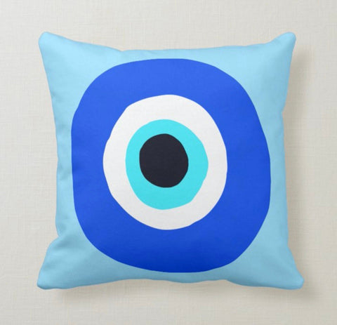 Evil Eye Pillow Cover|Turkish Greek Blue Evil Eye Cushion Case|Good Luck Home Decor|Protection Amulet Throw Pillow |Nazar Bead Boho Bedding