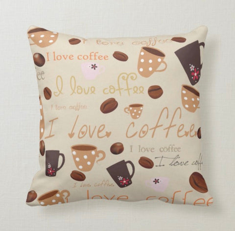 Coffee Pillow Cover|Books and Coffee Cushion Case|Decorative Coffee Lumbar Pillow|I love Coffee Home Decor|Housewarming Boho Throw Pillow