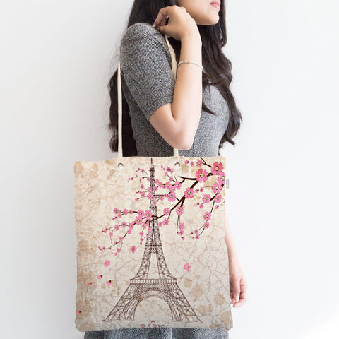 Eiffel Print Fabric Handbag|Colorful Paris Shoulder Bag|Floral Eiffel Tower Messenger Bag|Beach Tote Bag|Love in Paris Digital Print Design
