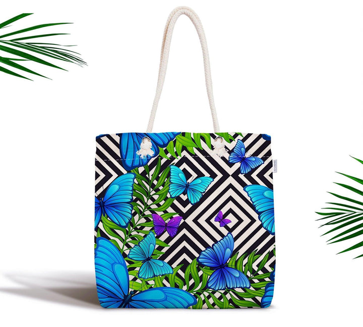 Butterflies Shoulder Bag|Colorful Butterflies Beach Tote Bag|Valentine&#39;s Day Gift for Her|Summer Trend Fabric Bag|Boho Style Messenger Bag