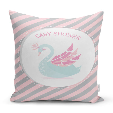 Baby Shower Swan Decor|Baby Shower Pillow|Nursery Cushion|New Baby Shower Gift|Cute Baby Birthday Gift|Birth Announcement Pillow|Birth Stats