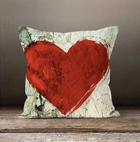 Love Throw Pillow Cover|Red Rose Heart Cushion Case|Romantic Red White Home Decor|Valentine Heart Print Pillow Cover|Her Engagement Present