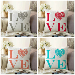Love Throw Pillow Cover|Valentine's Day Cushion Case|Romantic Home Decor|Colorful Heart Pillow Top|Decorative Love Gift for Girlfriend, Wife