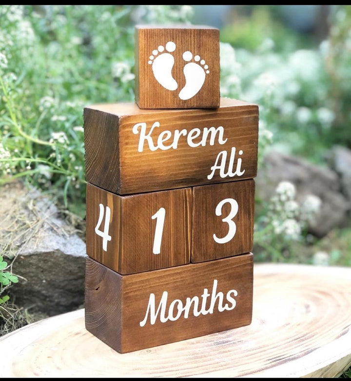 Set of 5 Custom Wooden Cube|Personalized Baby Cube|Wooden Letter Name Block|Wooden Nursery Kid Name Sign|Wood Baby Shower Gift|New Mom Gift