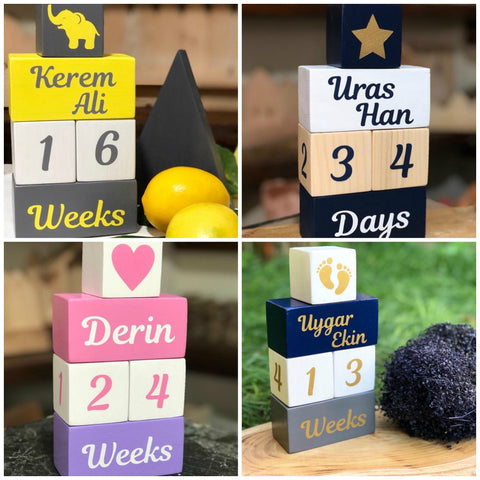 Set of 5 Custom Wooden Cube|Personalized Baby Cube|Wooden Letter Name Block|Wooden Nursery Kid Name Sign|Wood Baby Shower Gift|New Mom Gift