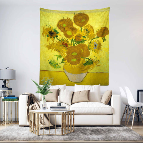 Sunflowers by Van Gogh Wall Tapestry|Vincent Van Gogh Tapestry|Landscape Wall Hanging Art|Sunflowers Tapestry|Masterpiece Fabric Wall Art
